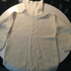 Corner Stone vertical pattern extra long Turtleneck white sweater Ladies Size M